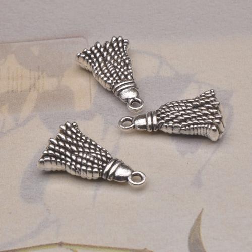 Sinc Alloy Pendants, tassel, dath airgid antique plátáilte, DIY, 20x12mm, 30ríomhairí pearsanta/Mála, Díolta De réir Mála