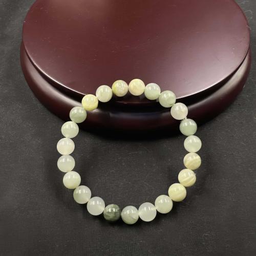 Green Jade Bracelet Round handmade elastic & Unisex Length Approx 6.3-7.87 Inch Sold By PC