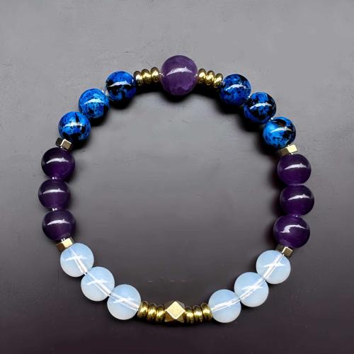 Gemstone Bracelets Amethyst with Opal & Zinc Alloy handmade fashion jewelry & Unisex Length Approx 6.3-7.87 Inch Sold By PC