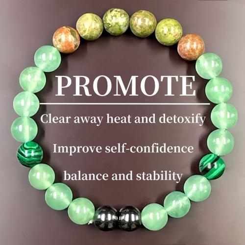 Gemstone Bracelets Green Aventurine with Malachite & Hematite Round handmade fashion jewelry & Unisex Length Approx 6.3-7.87 Inch Sold By PC