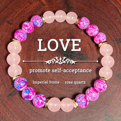 Gemstone Bracelets Impression Jasper with Rose Quartz Round handmade fashion jewelry & Unisex Length Approx 7.87 Inch Sold By PC