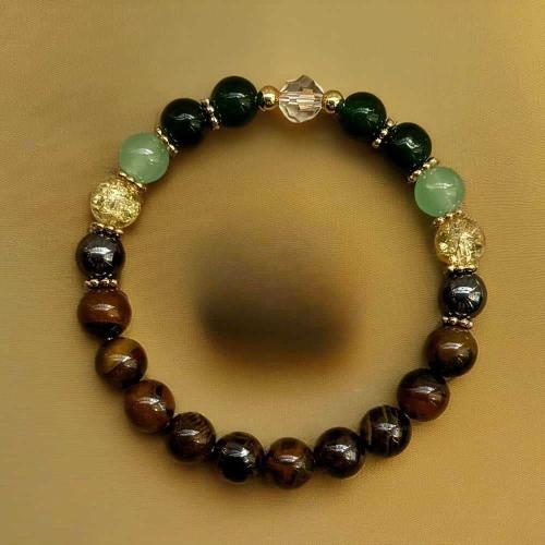 Tiger Eye Armband, met Kristal, Ronde, handgemaakt, mode sieraden & uniseks, Lengte Ca 6.3-7.87 inch, Verkocht door PC