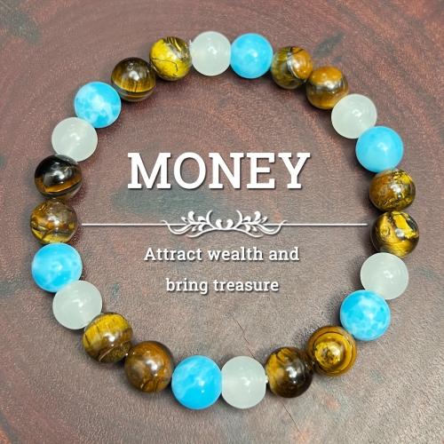 Tiger Eye Bracelet with Aquamarine & Clear Quartz Round handmade fashion jewelry & Unisex Length Approx 7.87 Inch Sold By PC