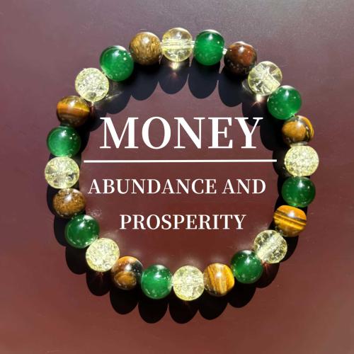 Tiger Eye Bracelet with Green Agate & Clear Quartz Round handmade fashion jewelry & Unisex Length Approx 6.3-7.87 Inch Sold By PC