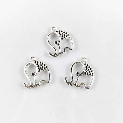 Zink Alloy Animal Hängen, Elefant, antik silver pläterad, DIY, nickel, bly och kadmium gratis, 21x23mm, Hål:Ca 2mm, Ca 100PC/Bag, Säljs av Bag