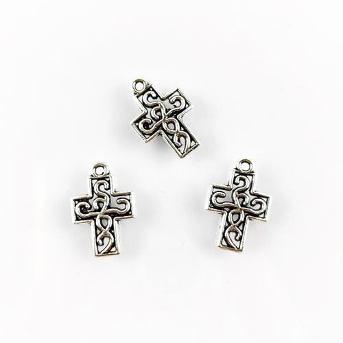 Cinko lydinio Cross Pakabukai, Cinko lydinys, Kirsti, antikvariniai sidabro spalva padengtas, Pasidaryk pats, nikelio, švino ir kadmio nemokamai, 13x19mm, Skylė:Apytiksliai 2mm, Apytiksliai 100kompiuteriai/Krepšys, Pardavė Krepšys