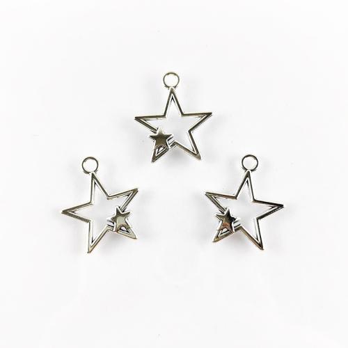 Cink Alloy Star Privjesak, Zvijezda, starinski srebrne boje pozlaćen, možete DIY, nikal, olovo i kadmij besplatno, 22x26mm, Rupa:Približno 2.5mm, Približno 100računala/Torba, Prodano By Torba