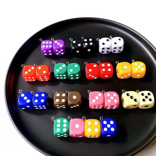 Acrylic Pendants with Iron Dice epoxy gel DIY 14mm Approx Sold By Bag