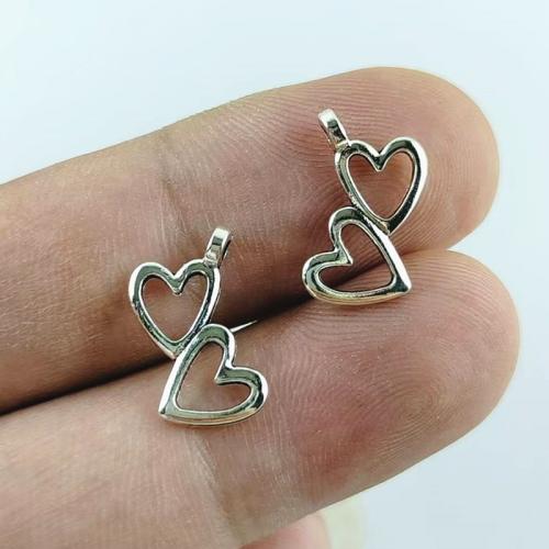 Ciondoli a cuore in lega di zinco, lega in zinco, placcato argento antico, DIY, assenza di nichel,piombo&cadmio, 10x18mm, 100PC/borsa, Venduto da borsa