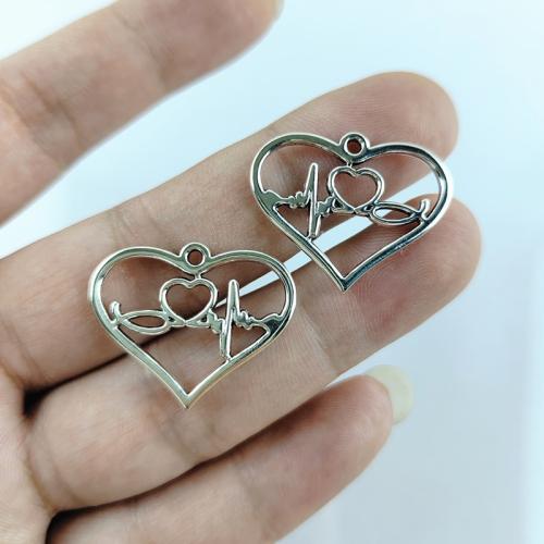 Zinc Alloy Heart Pendants antique silver color plated DIY nickel lead & cadmium free Sold By Bag