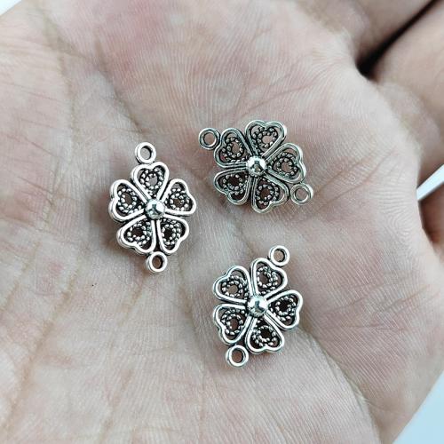 Zinc Alloy Connector Four Leaf Clover antique silver color plated DIY & 1/1 loop nickel lead & cadmium free Sold By Bag