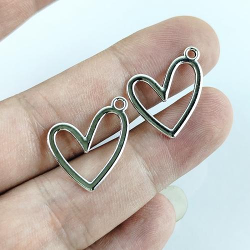 Pendentifs coeur en alliage de zinc, Plaqué de couleur d'argent, DIY, protéger l'environnement, sans nickel, plomb et cadmium, 30x27mm, 100PC/sac, Vendu par sac