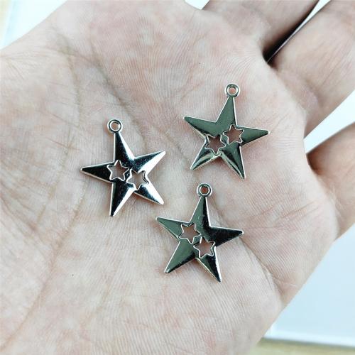 Cink Alloy Star Privjesak, Zvijezda, starinski srebrne boje pozlaćen, možete DIY, nikal, olovo i kadmij besplatno, 21x23mm, 100računala/Torba, Prodano By Torba