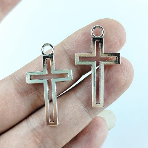 Zinklegering Cross Hangers, Zinc Alloy, Oversteken, antiek zilver plated, DIY, nikkel, lood en cadmium vrij, 21x38mm, 100pC's/Bag, Verkocht door Bag