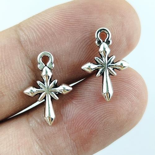 Zinklegering Cross Hangers, Zinc Alloy, Oversteken, antiek zilver plated, DIY, nikkel, lood en cadmium vrij, 12x18mm, 100pC's/Bag, Verkocht door Bag