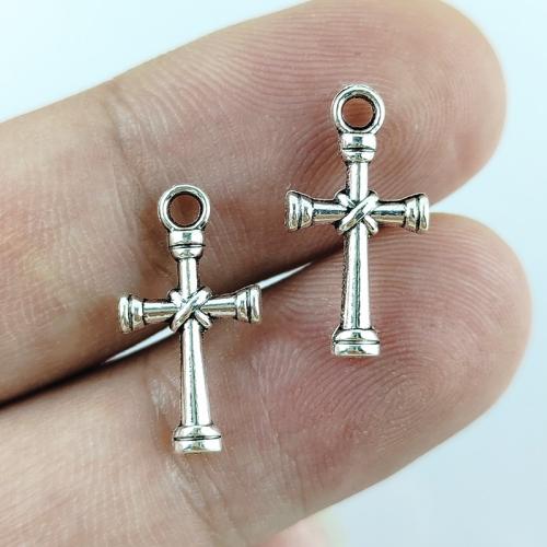 Sinkkiseos Cross Riipukset, Ylittää, antiikki hopea päällystetty, tee-se-itse, nikkeli, lyijy ja kadmium vapaa, 11x20mm, 100PC/laukku, Myymät laukku