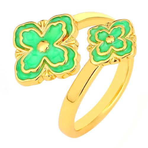 Zinc Alloy Finger Ring Flower plated fashion jewelry & enamel nickel lead & cadmium free Sold By PC