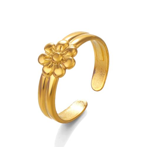 Stainless Steel Finger Ring 304 Stainless Steel Flower plated fashion jewelry Sold By PC