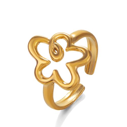 Stainless Steel Finger Ring 304 Stainless Steel Flower plated fashion jewelry Sold By PC