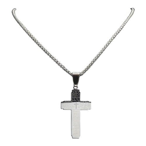 Jewelry Cruach dhosmálta muince, 304 Cruach dhosmálta, Cross, plátáilte, jewelry faisin & do fear, dathanna níos mó le haghaidh rogha, Fad 23.62 Inse, Díolta De réir PC