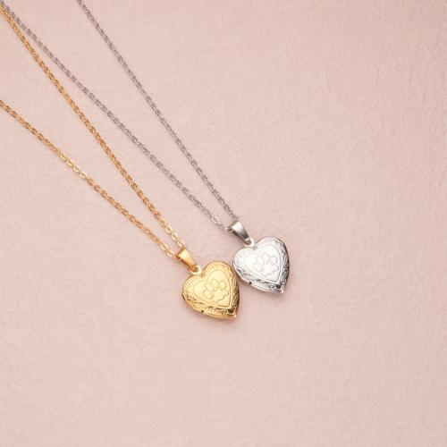 Fashion Locket Necklace 304 Stainless Steel with 2 Inch extender chain Heart polished can open and put into something & fashion jewelry & for woman Length 18 Inch Sold By PC