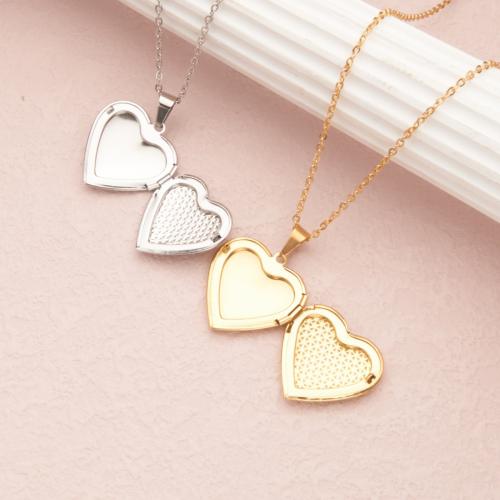 Fashion Locket Necklace 304 Stainless Steel with 2 Inch extender chain Heart polished can open and put into something & fashion jewelry & for woman Length 18 Inch Sold By PC