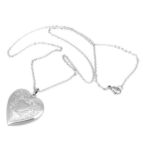 Fashion Locket Necklace 304 Stainless Steel Heart plated can open and put into something & fashion jewelry & for woman Length 51-60 cm Sold By PC