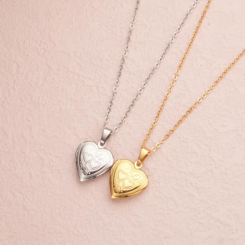 Fashion Locket Necklace 304 Stainless Steel with 2 Inch extender chain Heart polished can open and put into something & fashion jewelry & Unisex Length 18 Inch Sold By PC