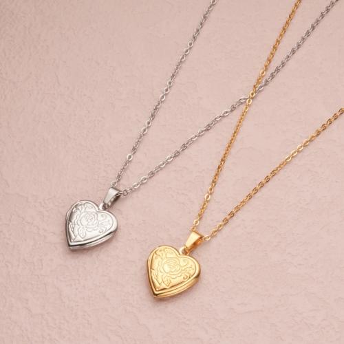 Fashion Locket Necklace 304 Stainless Steel with 2 Inch extender chain Heart plated can open and put into something & fashion jewelry & for woman Length 18 Inch Sold By PC