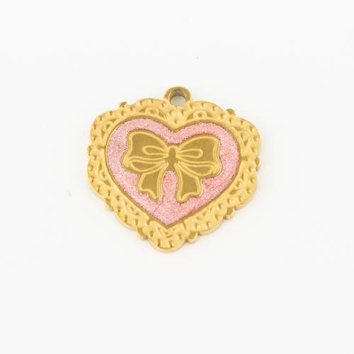 Acier inoxydable Coeur Pendentifs, Acier inoxydable 304, DIY & émail, Or, 10PC/lot, Vendu par lot