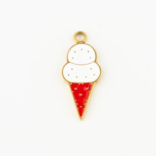 Stainless Steel Pendants 304 Stainless Steel Ice Cream Vacuum Ion Plating DIY & enamel gold Sold By Lot