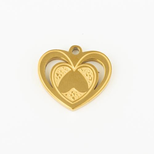 Stainless Steel Heart Pendants 304 Stainless Steel Vacuum Ion Plating DIY gold Sold By Lot