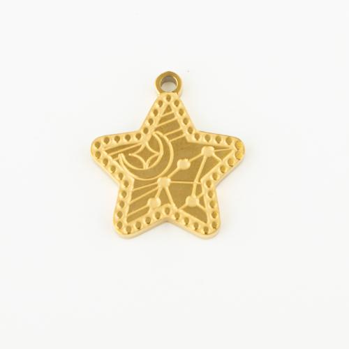 Rostfritt stål Smycken Hängen, 304 rostfritt stål, Star, DIY, guld, 10PC/Lot, Säljs av Lot