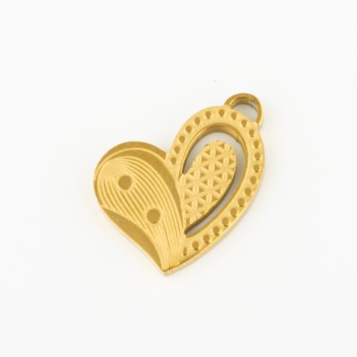 Stainless Steel Heart Pendants 304 Stainless Steel Vacuum Ion Plating DIY gold Sold By Lot