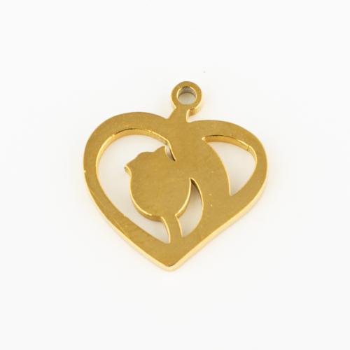 Stainless Steel Heart Pendants 304 Stainless Steel Vacuum Ion Plating DIY gold Sold By Lot