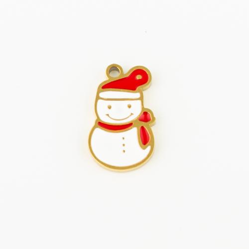 Stainless Steel Pendants 304 Stainless Steel Snowman Vacuum Ion Plating DIY & enamel gold Sold By Lot