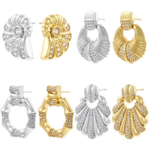 Cilindrata Zircone Orecchini in ottone micro pavimenta, placcato, stili diversi per la scelta & Micro spianare cubic zirconia & per la donna, nessuno, Venduto da coppia