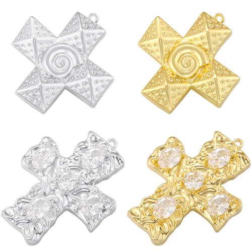 Cubic Zirconia Micro Pave Brass Pendant, Cross, plated, DIY & different styles for choice & micro pave cubic zirconia, more colors for choice, Sold By PC