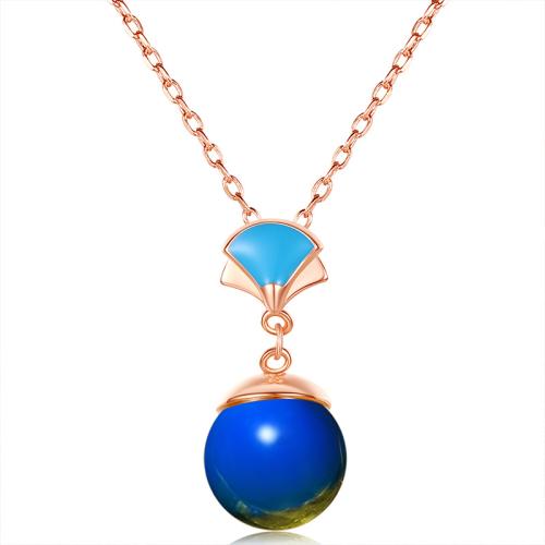 Brass Necklace with Jade fashion jewelry & for woman rose gold color Length Approx 45 cm Sold By PC