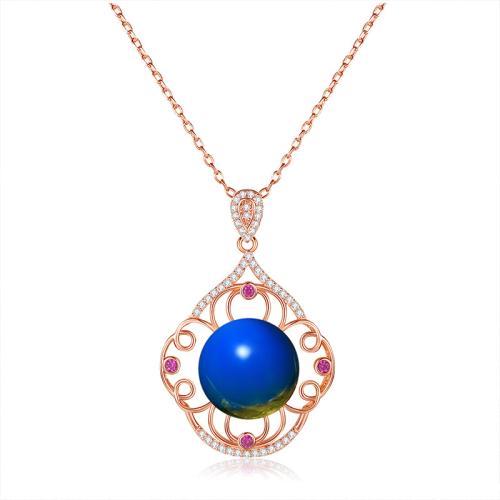 Collier en laiton cubique Zircon Micro Pave, pavé de micro zircon & pour femme, couleur or rose, Longueur Environ 45 cm, Vendu par PC