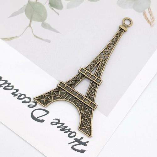 Sinc Alloy Pendants, Eiffel Túr, dath cré-umha antique plátáilte, DIY, 36x69x3mm, 100ríomhairí pearsanta/Mála, Díolta De réir Mála