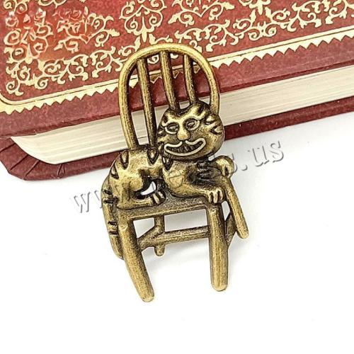 Zinc Alloy Animal Pendler, Cat, antik bronze farve forgyldt, du kan DIY, 35x20mm, 100pc'er/Bag, Solgt af Bag