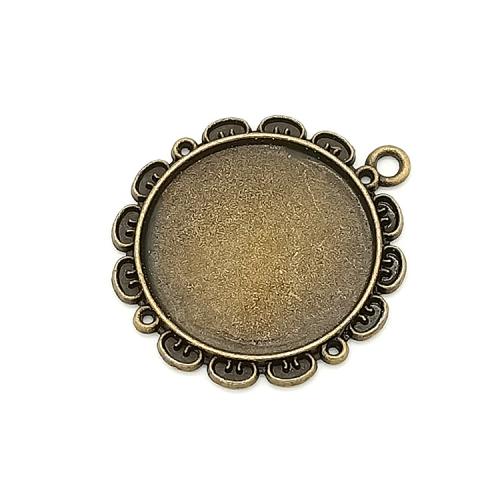 Liga de zinco Pendant Cabochon Ambiente, banho de cor bronze antigo, DIY, 25mm, 100PCs/Bag, vendido por Bag