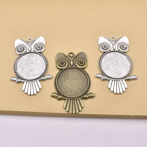 Zinc Alloy vedhæng Cabochon Setting, Owl, forgyldt, du kan DIY, flere farver til valg, 25mm, 30pc'er/Bag, Solgt af Bag