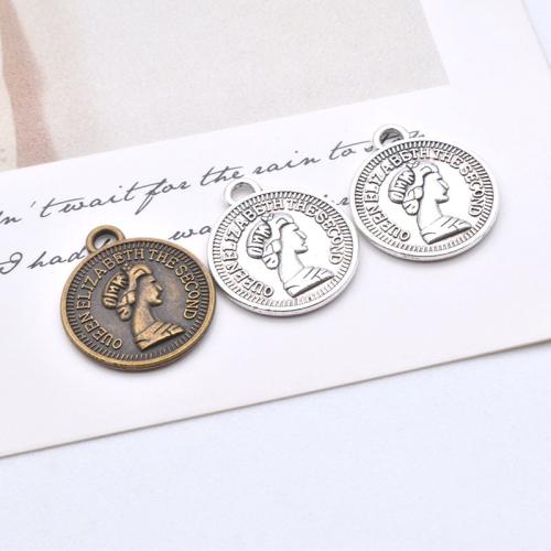 Character Zinc Alloy Pendants Round plated DIY Sold By Bag