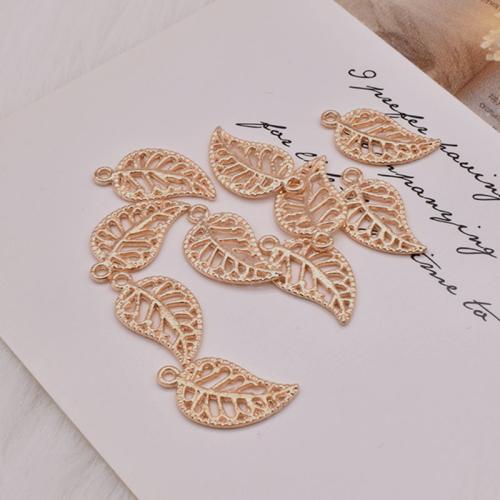 Zinklegering Leaf Hangers, Zinc Alloy, Blad, KC gold plated, DIY, 10x17mm, 100pC's/Bag, Verkocht door Bag