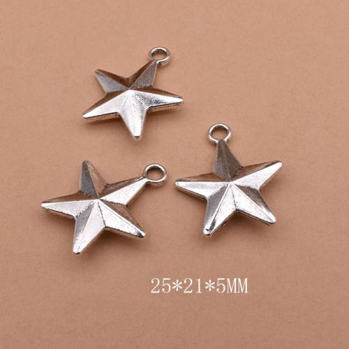 Colgante estrella de la aleación del cinc, aleación de zinc, chapado en color de plata antigua, Bricolaje, 25x21x5mm, 50PCs/Bolsa, Vendido por Bolsa