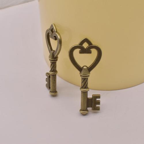 Zinc Alloy Key Pendants antique bronze color plated DIY Sold By Bag