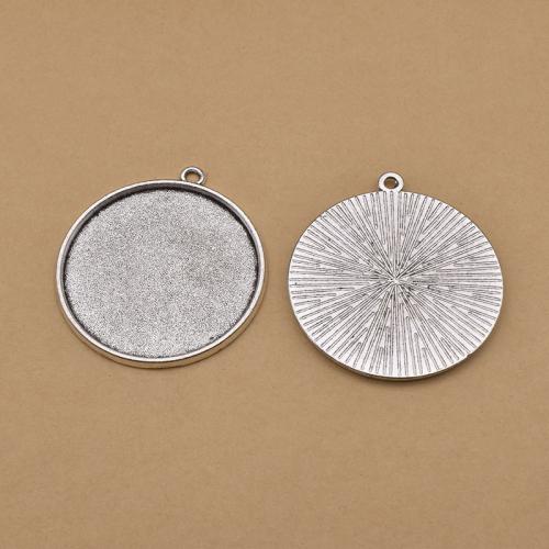 Zinc Alloy Pendant Cabochon Setting Round antique silver color plated DIY 30mm Sold By Bag