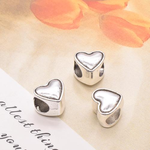 Zinc Alloy Heart Beads antique silver color plated DIY Sold By Bag